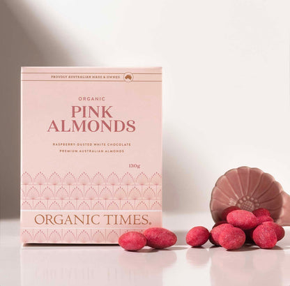 Organic chocolate pink almonds
