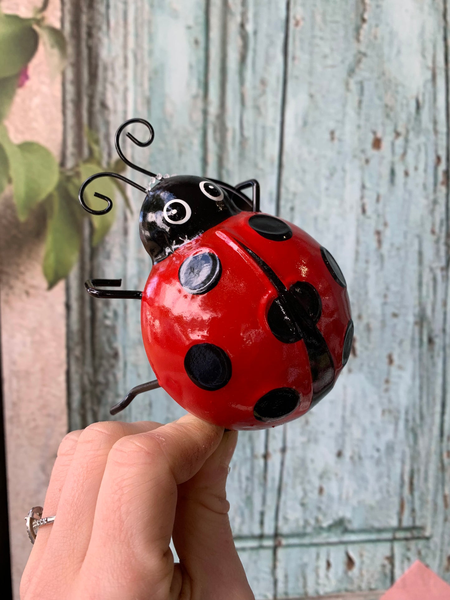 Red ladybug pot sitter